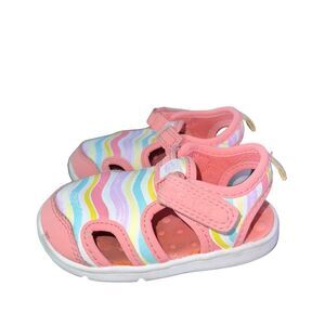 Carters pastel striped sandals with velcro close size 4M‎